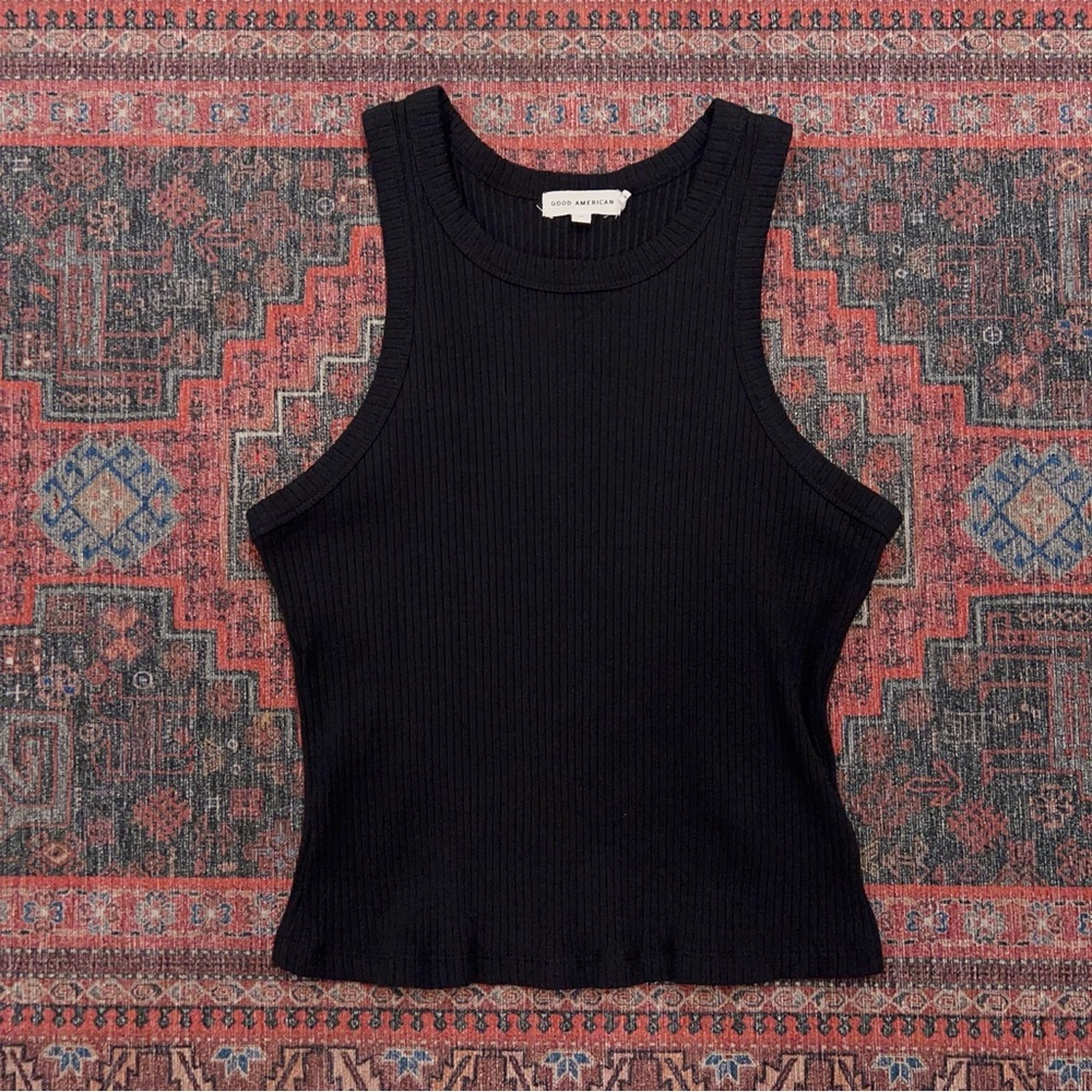 Good American Chunky Ribbed Tank in Black